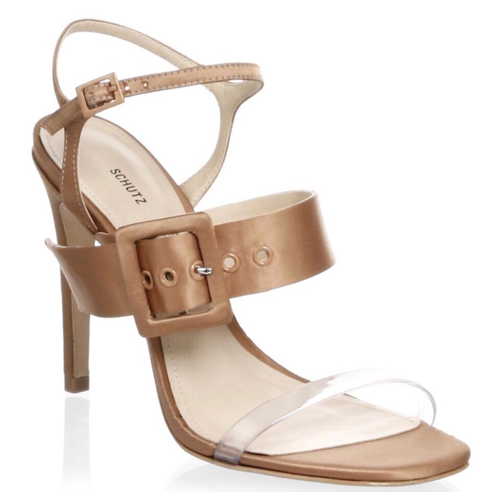 Schutz Prunella PVC Satin High Heel Sandal Pump7.5